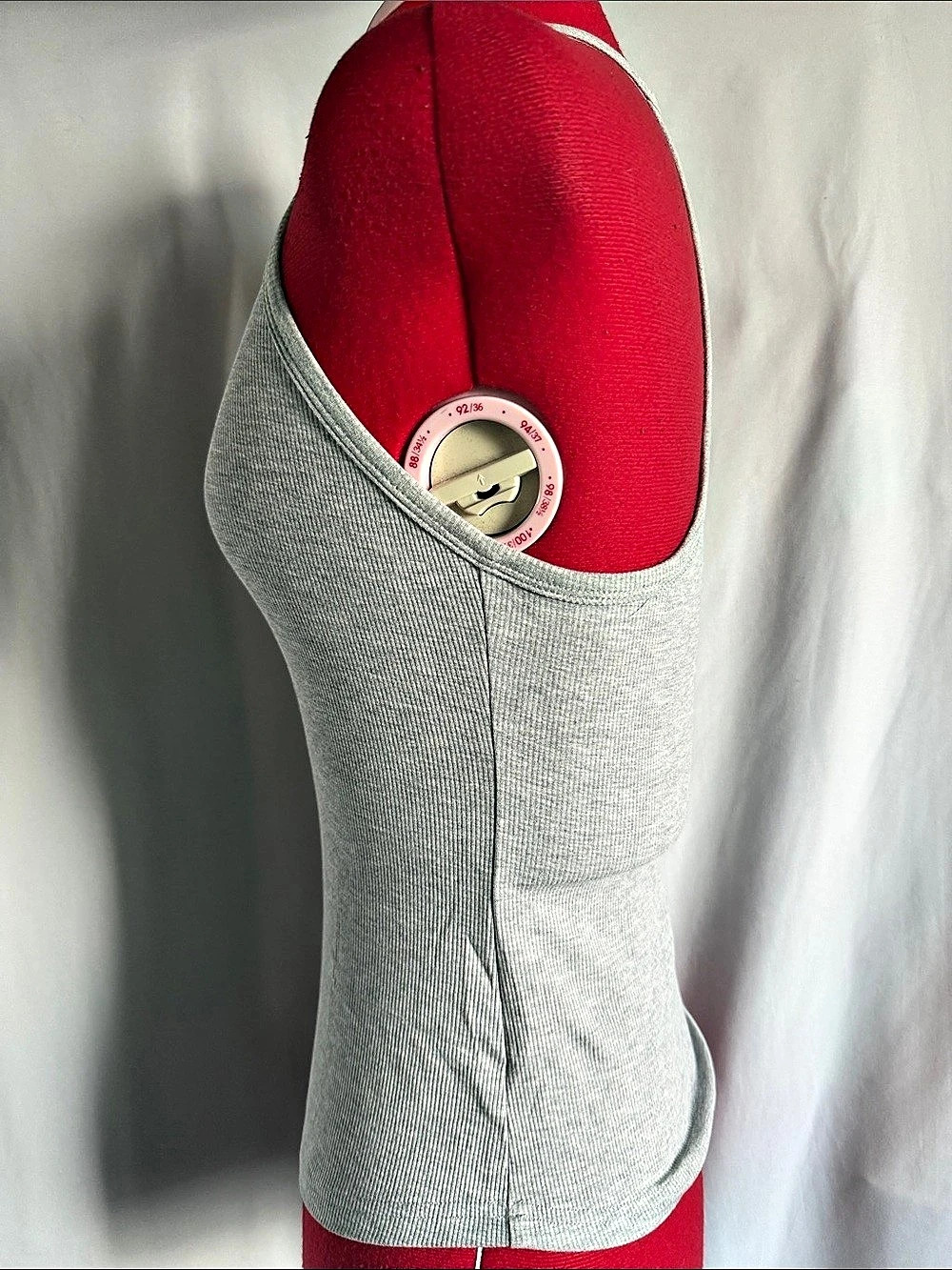 Gray Ribbed Tank Top Like New - Picture 3 of 4